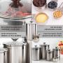 Beautiful Canisters Sets for the Kitchen Counter, 8-Piece Stainless Steel, Medium Sized with Glass Lids and Measuring Cups - SilverOnyx Tea Coffee Sugar Flour Canisters - 8pc Glass Lids
