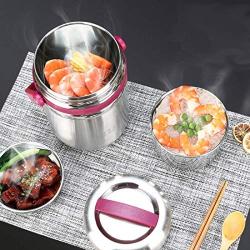 Lunch Box Food Storage Leak Proof Design Jar School Picnic Office Outdoors Stainless Steel Cans Waterproof 304 (Color : Red)