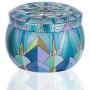 Tea Pot Tin Trinket Sealed Jar Candle Drum Shaped Candy Iron Box Coin Jewelry Dampproof Container Flower Tinplate Storage Jars,Blue