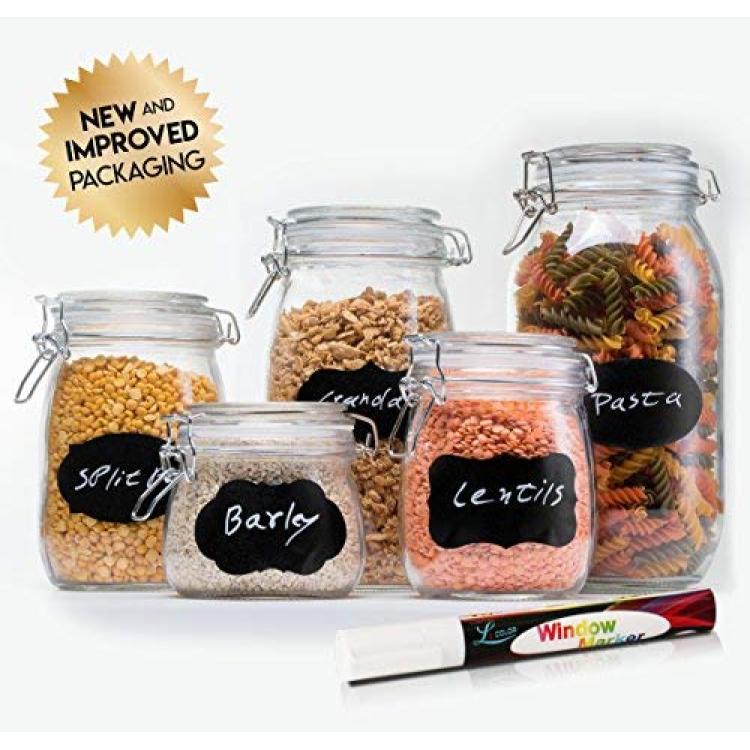 Glass Jar with Bamboo Lids, Glass Airtight food Storage Containers, Glass  Canister Sets, Large Spaghetti Jars, Pantry Organization and Storage Glass