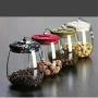 UniquQ Heat Resistant Big Capacity Transparent Glass Jar Flower Tea Container with Lid Glass Jars Food Storage Tank (red lid)