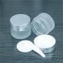 Empty Frosted Clear Glass jar with Inner Liners and Lids and Mini Spoon, 0.53oz Round Glass Jars-Black Lids for Cream jars, Cosmetics, Diy, Make up, Homemade Sample-10PCS