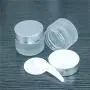 Empty Frosted Clear Glass jar with Inner Liners and Lids and Mini Spoon, 0.53oz Round Glass Jars-Silver Lids for Cream jars, Cosmetics, Diy, Make up, Homemade Sample-10PCS