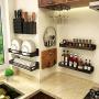 LYNNTLJ Wall Mounted Spice Racks,Space Aluminum Kitchen Seasoning Rack,for Spice Jar and Bottle Storage/Black / 50cm