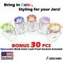 Spice Jars Airtight 4 oz small mason Glass Jars with Leak Proof Multi Color Gasket + Hinged Lid + Reusable Chalkboard Label Multipurpose Spice Containers Herb Seasoning Art Craft Storage Empty 30 Pack