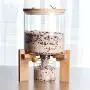 Glass Dry Food Dispenser, Glass Food Storage Canister with Airtight Bamboo Lid, Wooden Stand and Glass Cup for Rice, Beans and Coffee Beans (5L) Glass Dry Food Dispenser, Glass Food Storage Canister with Airtight Bamboo Lid, Wooden Stand and Glass Cup for Rice, Beans and Coffee Beans (5L)