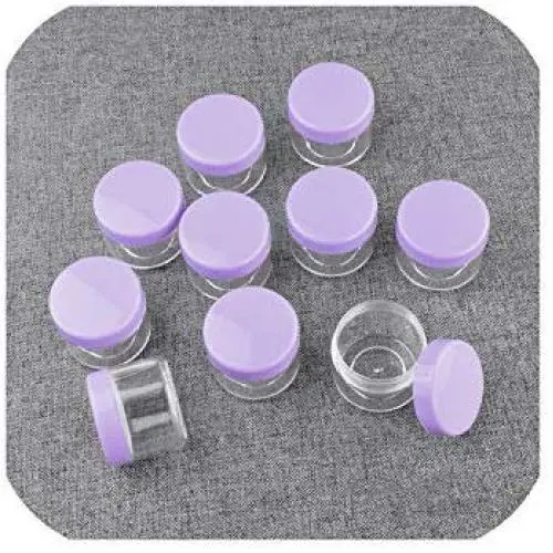 10Pcs/Lot 10G 15G 20G Empty Plastic Makeup Nail Art Bead Storage Container Portable Cosmetic Cream Jar Pot Box Round Bottle,20G Purple