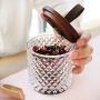 Danmu 1Pc of Lead Free Glass Jars Food Storage Jars with Natural Wood Lid Candy Cookie Jar Jewelry Box Buffet Jar Biscuit Container (L 600ML)
