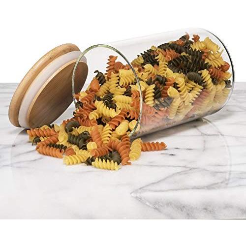 Glass Food Storage Containers with Lids by Sweetzer and Orange - Set of 4 Kitchen Canisters - Candy, Cookie, Rice and Spice Jars - Sugar or Flour Container - Big and Small Airtight Food Jar for Pantry
