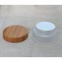 2 Pcs Empty Upscale Refillable Frosted Glass with Bamboo Lid Cosmetic Jar Bottle Storage Container for Cream Ointments (30 ML/1oz)