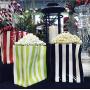 Popcorn University Ceramic Popcorn Container with Lid - Decorative Cookie Jar for Kitchen Counter Food Storage, Table Centerpiece, Vase & More - Red Striped Home Movie Theater Room Décor, 13&quotx4.5&quotx8"