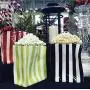 Popcorn University Ceramic Popcorn Container with Lid - Decorative Cookie Jar for Kitchen Counter Food Storage, Table Centerpiece, Vase & More - Red Striped Home Movie Theater Room Décor, 13&quotx4.5&quotx8"