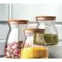 Kitchen Vases Glass Seasoning Jar Wooden Lid Spice Storage Box High Candy Jar,Small