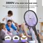 Bug Zapper Racket, 2 in 1 Electric Fly Swatter with Mount, Auto Mosquitoes Killer Lamp 3800V, PliPla Battery Powered Handheld Insert Zapper for Camping, Patio, Indoor and Outdoor