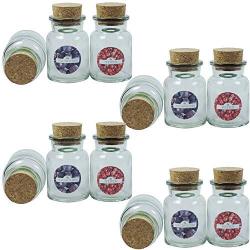 Viva Haushaltswaren # 37898 # 12 Round Spice Jars 150ml Glass Bottle with Cork Lid/Spice Rack with 24 Coloured Labels for Spice Jars Spice Jars, Glass Pattern: Clear, 6.1 x 6.1 x 11 cm