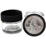 Glass Jars for health & cosmetics : 1&quotx1" / 5ml * small pots screw top lids black cap thick heavy weighted glass wholesale retail resell jewelers gems