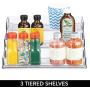 mDesign Plastic Spice and Food Kitchen Cabinet Shelf Organizer - 3 Tier Storage - Modern Compact Caddy Rack - Holds Spices/Herb Bottles, Jars - for Shelves, Cupboards, Refrigerator - 2 Pack - Clear