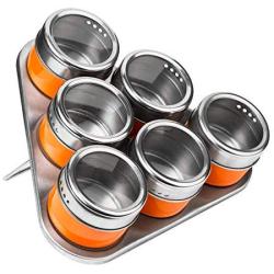 Premier Housewares Magnetic Tray with 6 Spice Jars - Orange