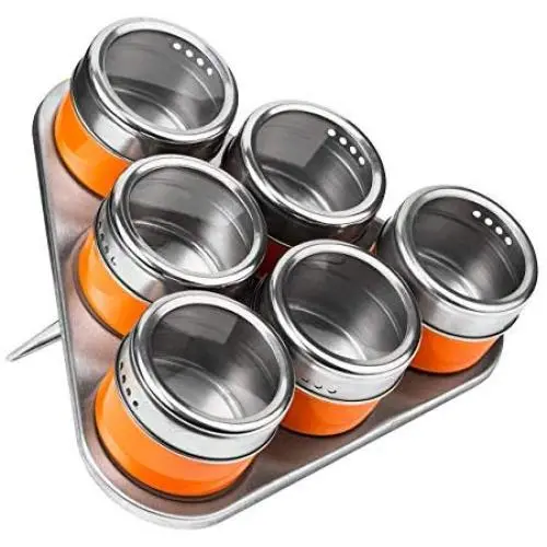 Plateaux Magnétique Premier Housewares avec 6 Boîtes à Épices – Orange