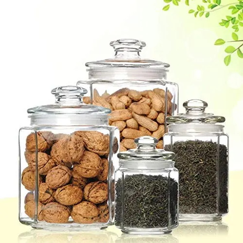 4 Pots en Verre pour Biscuits et Bonbons avec Couvercle en Verre, Récipients de Rangement Ronds Clairs Vintage, Récipient de Rangement en Verre Pratique, Réservoir Transparent, Boîte de Rangement de Graines Organique, Boîte de Rangement Transparente. 4 Pots en Verre pour Biscuits et Bonbons avec Couvercle en Verre, Récipients de Rangement Ronds Clairs Vintage, Récipient de Rangement en Verre Pratique, Réservoir Transparent, Boîte de Rangement de Graines Organique, Boîte de Rangement Transparente.