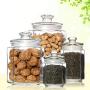 HIZLJJ 4 Pcs Glass Cookie Candy Jar with Glass Lid,Old Fashioned Clear Round Storage Container Practical Glass Storage Tank Sealed Transparent Food Coffee Tea Grain Storage Box