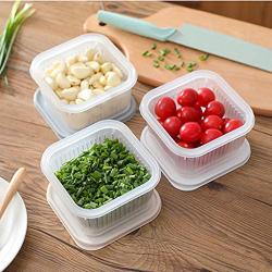 Lanhui Square Drain Sealed Box Storage Ginger Garlic Onion Food Container Refrigerator (13.5x13.5x7.5cm, White)