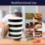 Ensemble de bocaux en céramique Sunddo avec couvercle en bambou – Parfait pour le café, le thé, le stockage des aliments, des bonbons, du sucre – Design moderne, pot en porcelaine, conteneur de cuisine, cadeau pour femmes, rond, blanc et noir, ensemble de