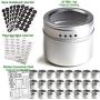 24 Magnetic Spice Tins & 2 Types of Spice Labels, Authentic by Talented Kitchen. 24 Storage Spice Containers, Window Top w/Sift-Pour. 113 Clear & 126 Chalkboard Stickers. Rack Magnetic On Refrigerator