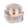 1PCS 30g Upscale RefillableAcrylic Cosmetic Bottles With Screw Lid and PP Liner-Travel Refillable Jar Pot Makeup Face Cream Eye Cream Holder Container Sample Packaging Storage Case(Transparent+Golden)