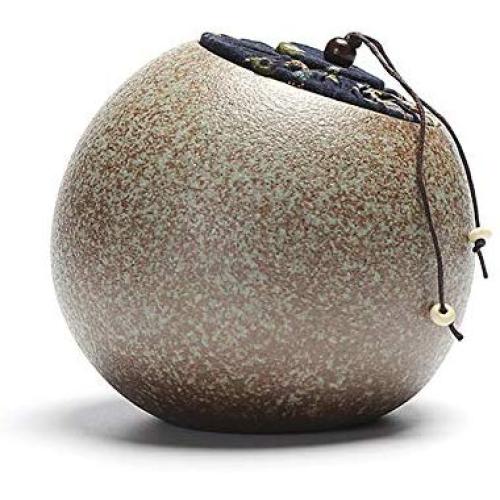 Japanese-style Tea Canister,retro Portable Sealed Ceramic Jar,spices Coffee Cookie Nuts Cereal Tea Caddy Storage-g 13x13cm(5x5inch)