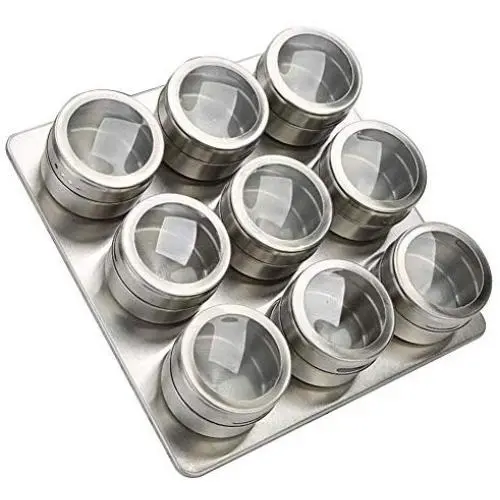Magnetische Gewürzdosen - 9/12 Stück - Salz & Pfeffer Streuer – Trocken Kräuter Aromenbehälter – Camping|Wandern|Grillen – Magnetischer Gewürz Organizer Aufbewahrungskasten