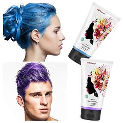 Unisex Temporary Modeling Hair Color Wax, Instant Hairstyle Mud Cream, Fashion DIY Hair Dye Cream for Party, Cosplay, Nightclub, Masquerade, Halloween (Blue+Purple)