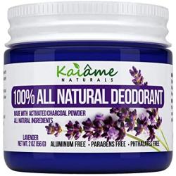 Kaiame Naturals Natural Deodorant (Lavendar) with Activated Charcoal Powder, All Natural and Organic Ingredients, No Aluminum, Parabens, or Phthalates