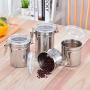 4 Pack Airtight Canister Stainless Steel Coffe Bean Milk Container Rustproof Kitchen Counter Storage Jar with Transparent Cover and Valve