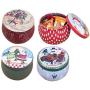 Retro Runde Eisen Weihnachts Süßigkeiten Vorratsbehälter Zuckerdose Schachtel DIY Kerzenblech Dose für Weihnachtsgeschenke Dekoration (Zufarbige Auswahl)