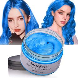 Hair Color Wax, Unisex Disposable Blue Hair Dye, Hairstyle Coloring Cream for Party, Cosplay, Halloween, Masquerade, Club, Temporary Hair Dye for Women and Men, 4.23oz