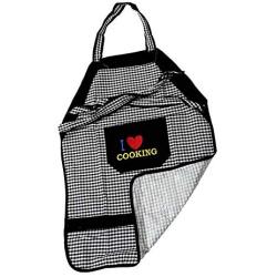 Kuber Industries Check Design Cotton Waterproof Kitchen Apron with Front Pocket Set of 2 Pcs-Code026