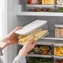 HOMELUNY Set of 4 Clear Crisper Airtight Plastic Food Jars Food Storage Refrigerator Airtight Crisper 500ml for Candy, Cookie, Rice, Sugar,Flour,Snacks Keeping Food Dry & Fresh