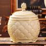 European Airtight Food Storage Containers Canisters with Lids Large Ceramic Porcelain Food Storage Jars,Kitchen Decor,Pantry Organization and Storage for Flour Snacks Sugar Coffee Cereals 5L/10L Beige