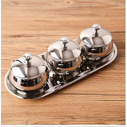 DUDDP Storage Spice lar set 3Pcs/Set Metal Stainless Steel Spice Jar Seasoning Bottle Box Sugar Seal Storage Tins Rack