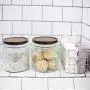 Bocal en verre transparent de 2,7 L (2 x Pack) avec couvercle en bois – Ensemble décoratif pour cuisine ou artisanat