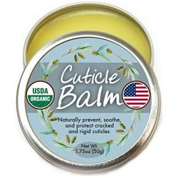 Organic Cuticle Cream Balm - Natural, Made in USA (1.75oz Large Size) USDA Certified Cuticle & Nail Salve Oil to Moisturize, Protect, Heal Cracked & Rigid Skin