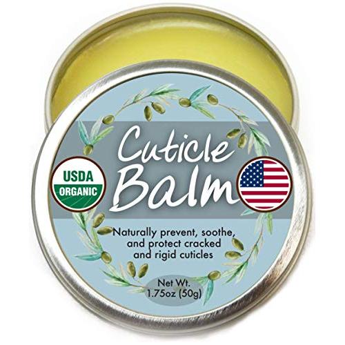 Organic Cuticle Cream Balm - Natural, Made in USA (1.75oz Large Size) USDA Certified Cuticle & Nail Salve Oil to Moisturize, Protect, Heal Cracked & Rigid Skin