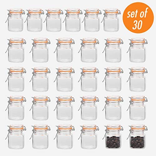 Encheng 4 oz Glass Jars With Airtight Lids And Leak Proof Rubber Gasket,Small Mason Jars With Hinged Lids For Kitchen, Mini Spice Jars With Twine And Tags Labeling 30 Pack