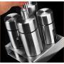 DUDDP Storage Spice lar set Spice Jar 4pieces/set, salt and pepper mill set Stainless-Steel Salt Pepper Shaker, seasoning Bottle Silver