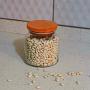 Clear Glass Jar with Wooden Airtight Lid | Medium (21 1/2 oz - 635cc) | Kitchen, Pantry Organization, Food Storage Container | Cookie, Spice Organizer |