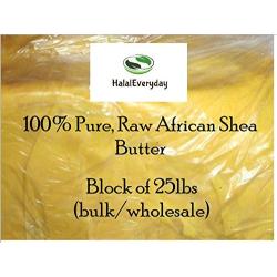 Pure, Raw Unrefined African Shea Butter from Ghana (25 Pounds), Soft and Smooth Grade A Yellow Shea Butter - Bulk/wholesale - HalalEveryday