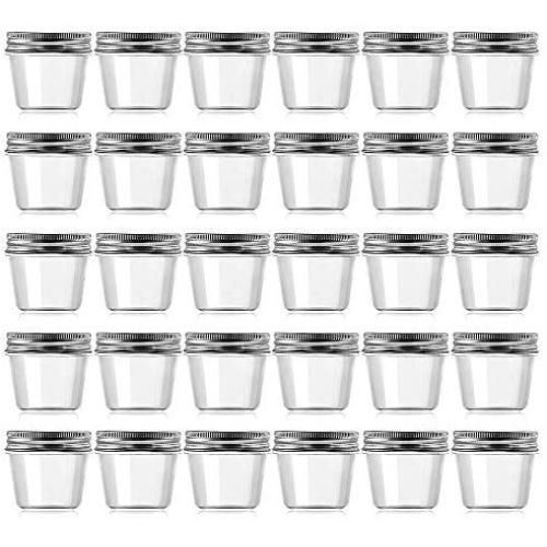 Slime Jars With Lids - 4 Ounce Clear Plastic Jars Containers With Screw On Lids - Refillable Round Empty Plastic Slime Storage Containers for Kitchen & Household Storage - BPA Free (30 Pack)