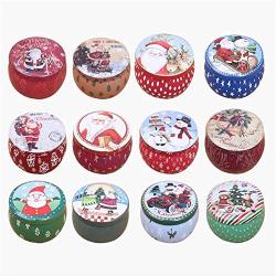 Christmas Candy Jar Mini Christmas Santa Claus Snowman Tin Box Sealed Candy Jar Box for Christmas Gift Decorations Box Kids Gift Random Style (4PC)