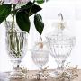 HOUSIYU Candy Jar Transparent Glass with Lid Storage Tank, Suitable for Kitchen and Bathroom Small Items Storage, Wedding Center Decoration Candy Self-Service Tank, 2-Piece Set